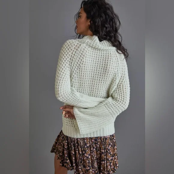 NWT Anthropologie Maeve Dionne Bell-Sleeved Sweater Plus Size 1X Mint Green - Picture 3 of 12